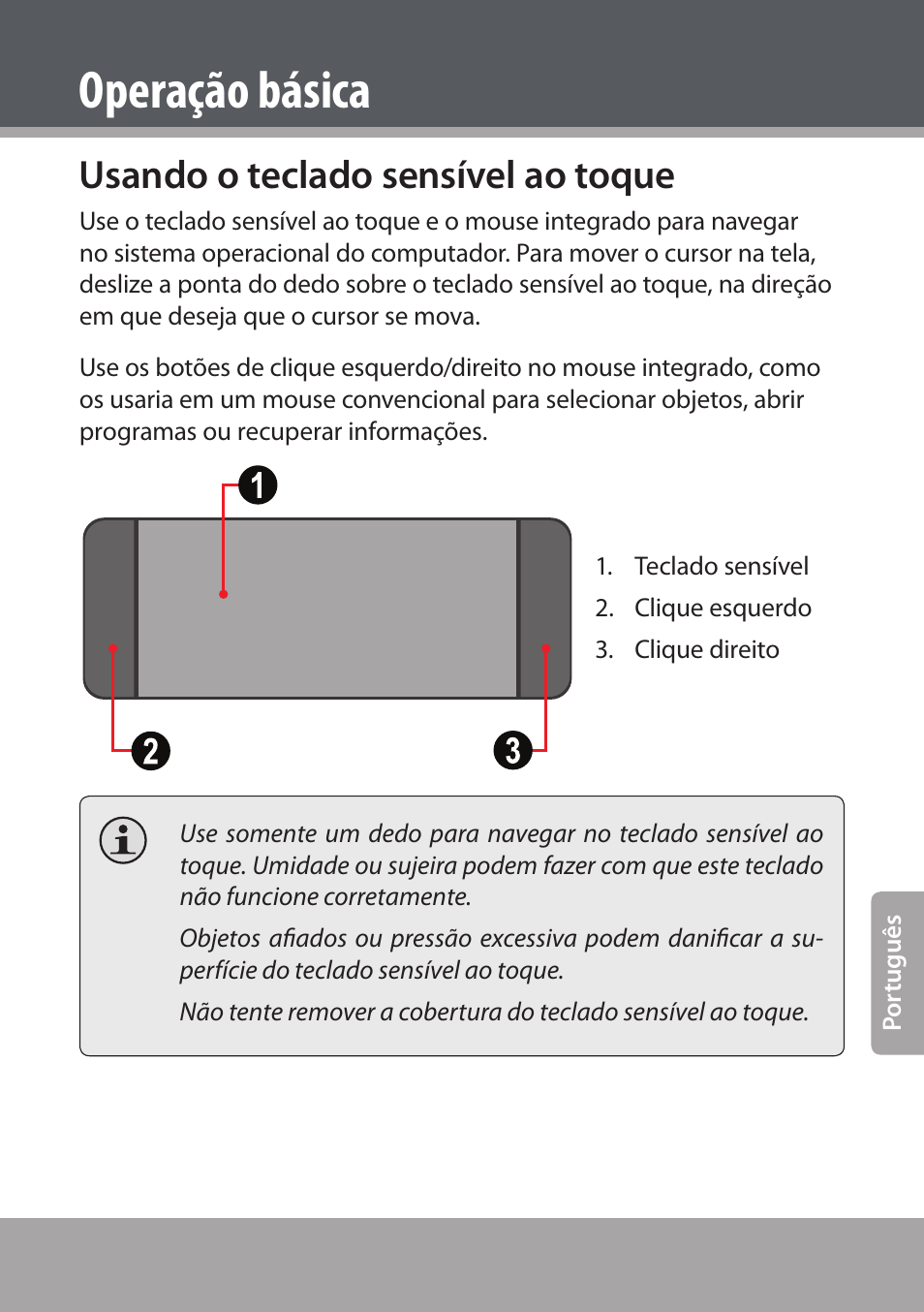 Usando o teclado sensível ao toque, Operação básica | COBY NBPC893 User Manual | Page 127 / 140