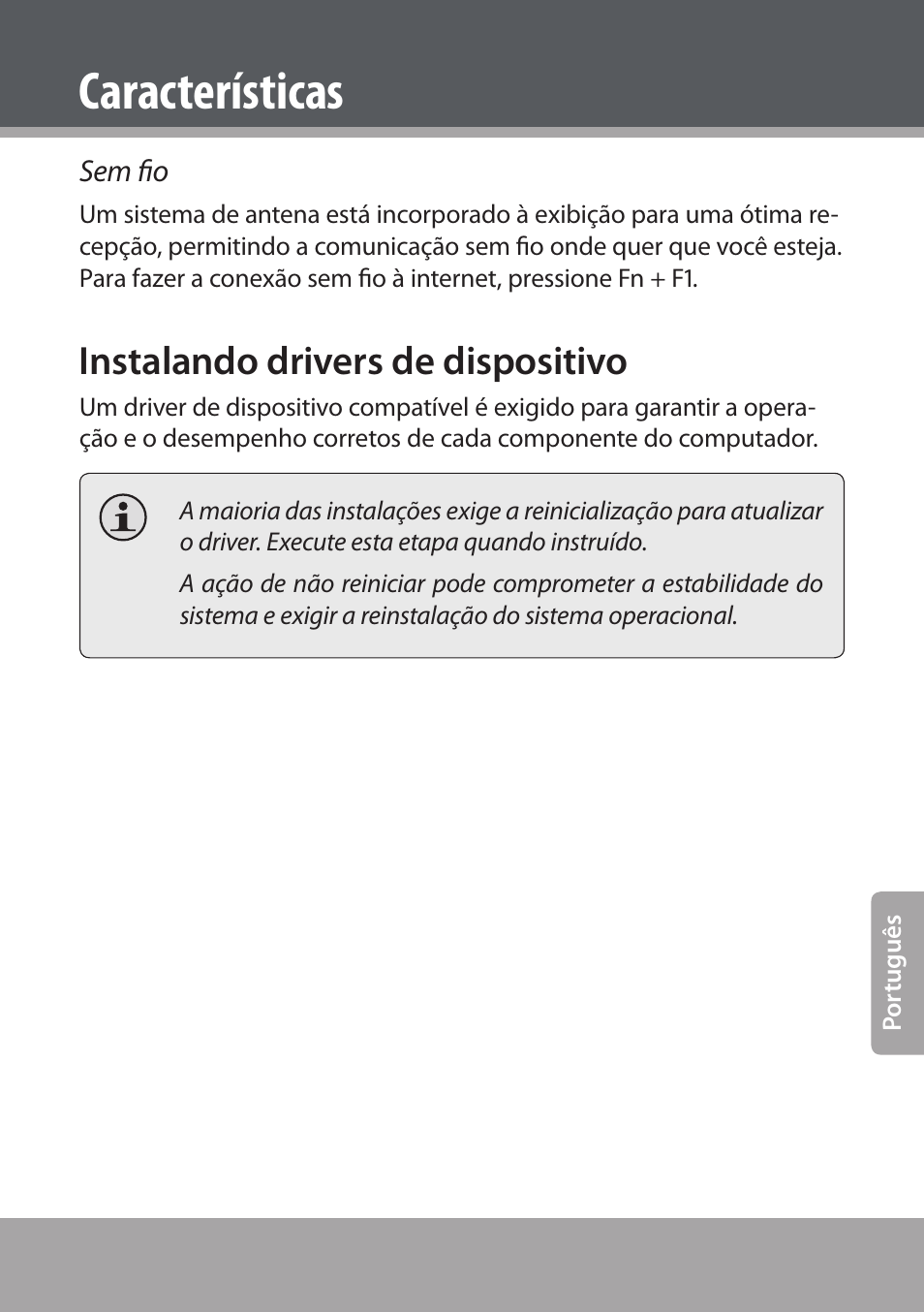 Instalando drivers de dispositivo, Características | COBY NBPC893 User Manual | Page 129 / 140