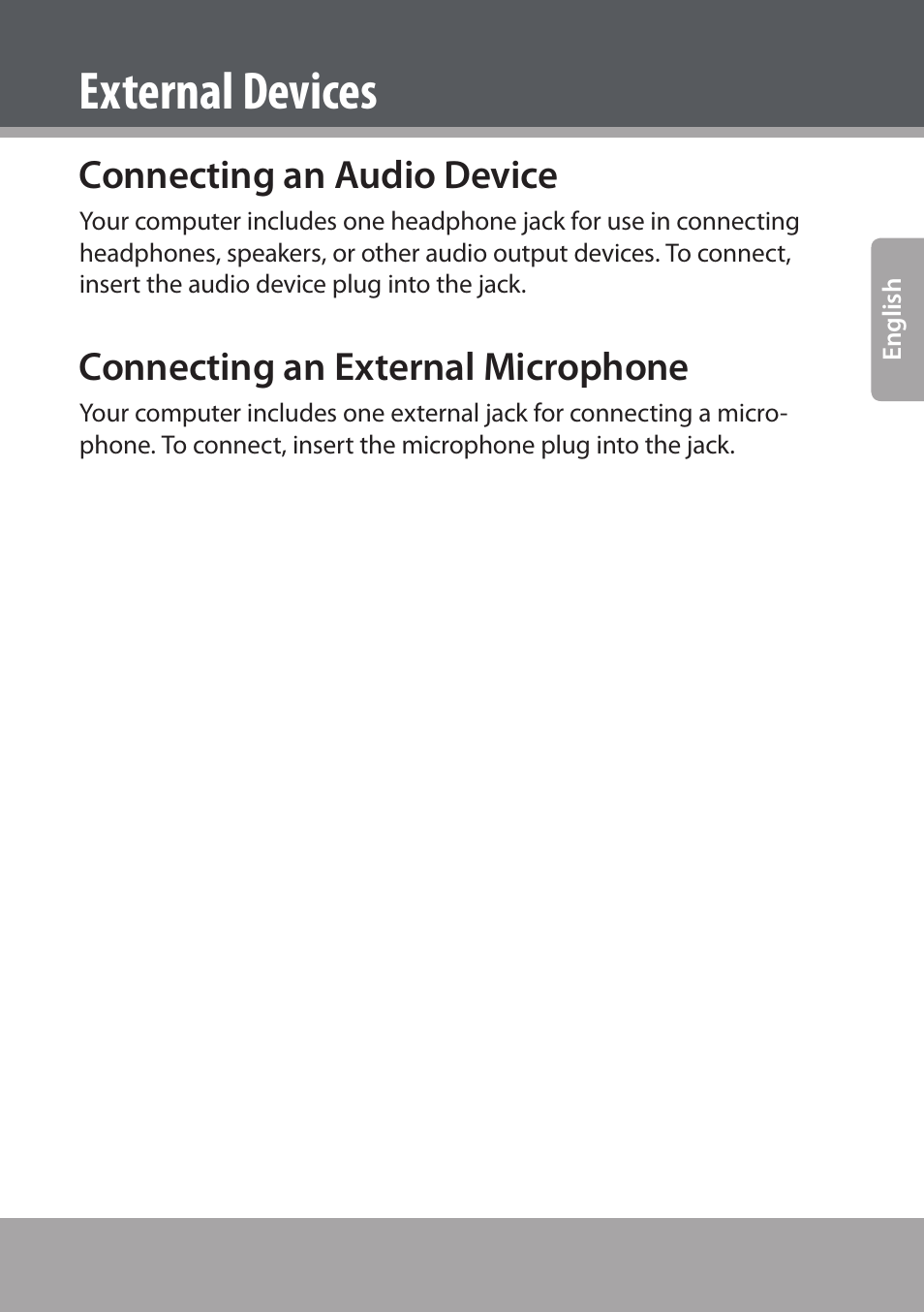 Connecting an audio device, Connecting an external microphone, External devices | COBY NBPC893 User Manual | Page 21 / 140