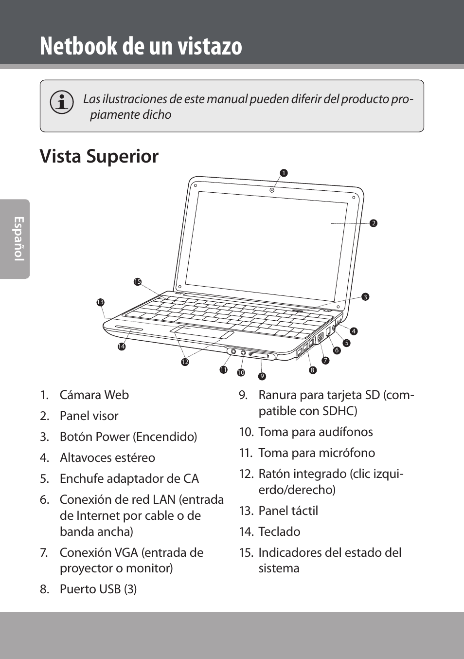 Netbook de un vistazo, Vista superior | COBY NBPC893 User Manual | Page 34 / 140