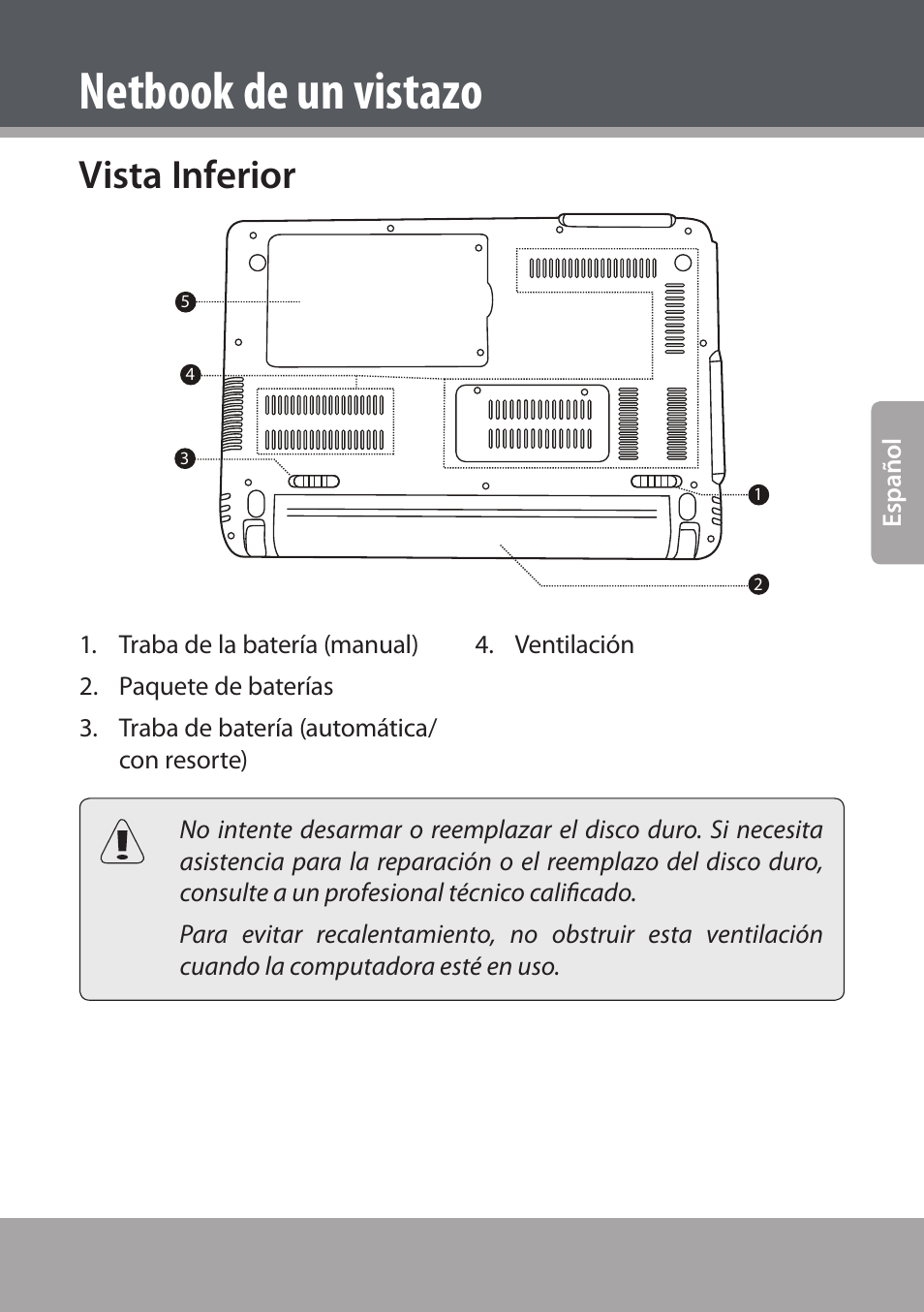 Vista inferior, Netbook de un vistazo | COBY NBPC893 User Manual | Page 37 / 140