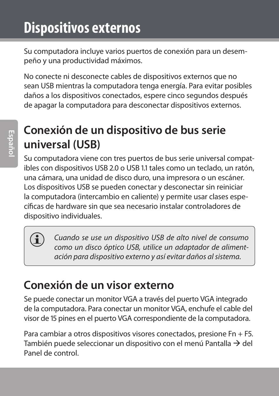 Dispositivos externos, Conexión de un visor externo | COBY NBPC893 User Manual | Page 46 / 140