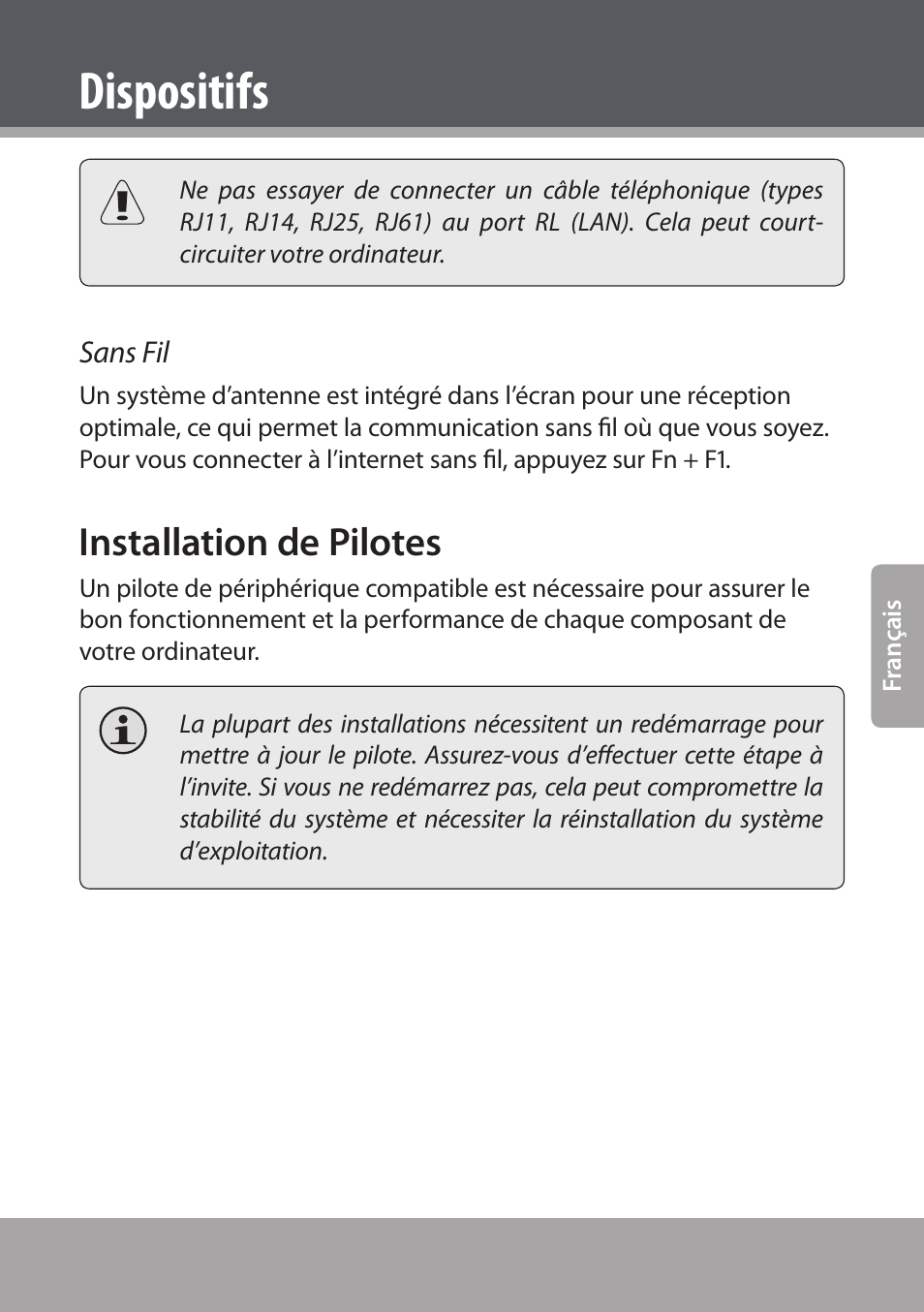 Installation de pilotes, Dispositifs | COBY NBPC893 User Manual | Page 73 / 140
