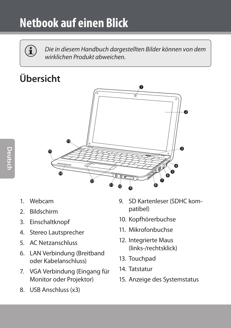 Netbook auf einen blick, Übersicht | COBY NBPC893 User Manual | Page 90 / 140