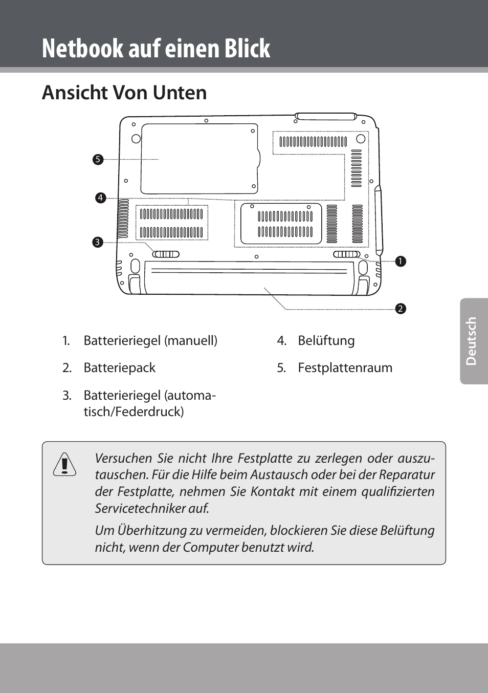 Ansicht von unten, Netbook auf einen blick | COBY NBPC893 User Manual | Page 93 / 140