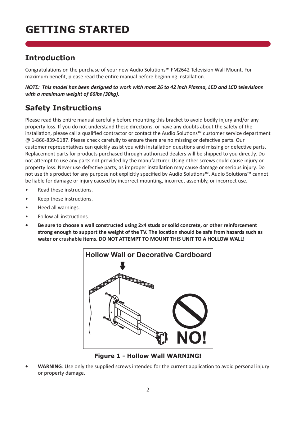 Getting started | Audio Solutions FM2642 User Manual | Page 2 / 12