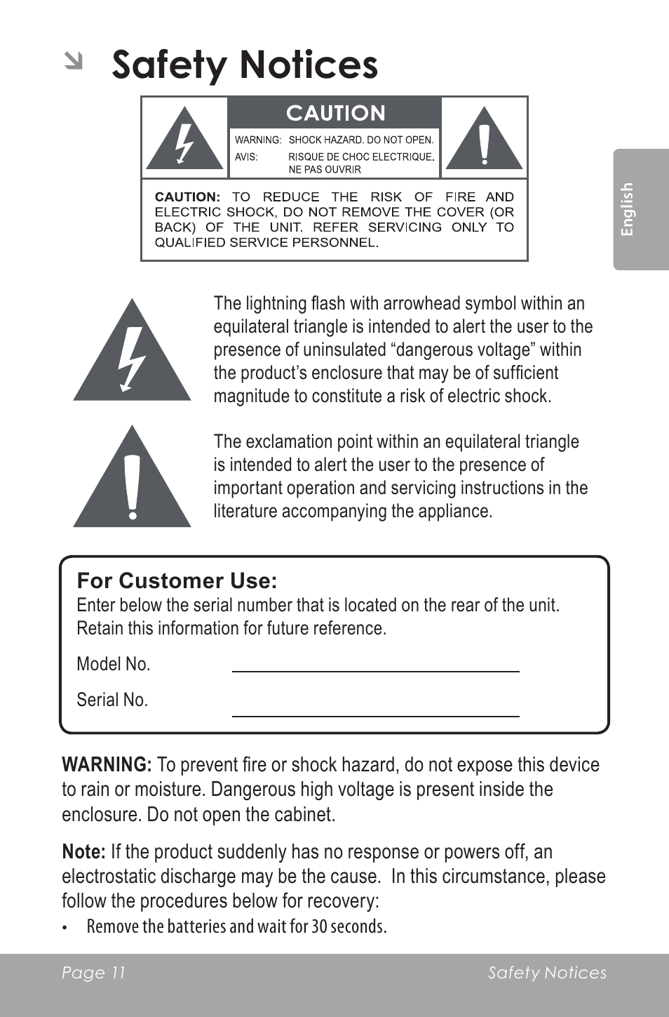 Safety notices | COBY SNAPP CAM5000 User Manual | Page 11 / 48