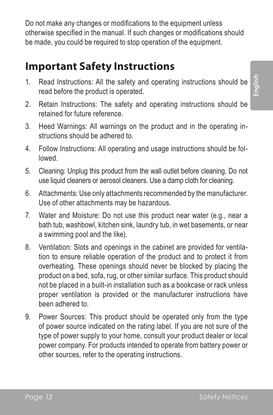 Important safety instructions | COBY SNAPP CAM5000 User Manual | Page 13 / 48