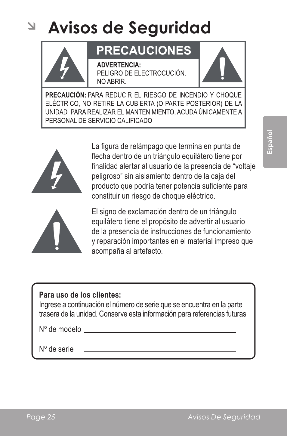 Avisos de seguridad | COBY SNAPP CAM5000 User Manual | Page 25 / 48