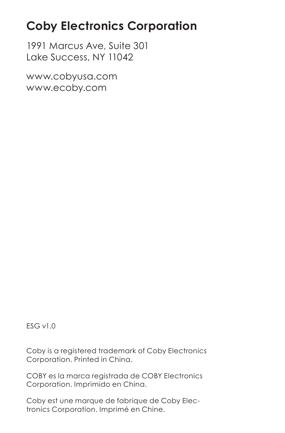 Coby electronics corporation | COBY SNAPP CAM5000 User Manual | Page 48 / 48