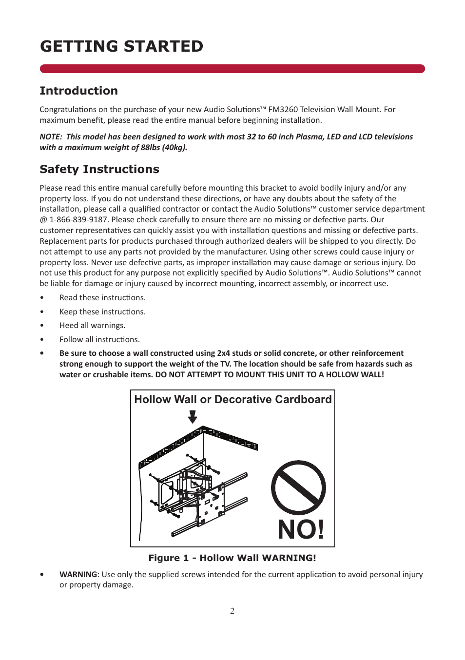Getting started | Audio Solutions FM3260 User Manual | Page 2 / 10