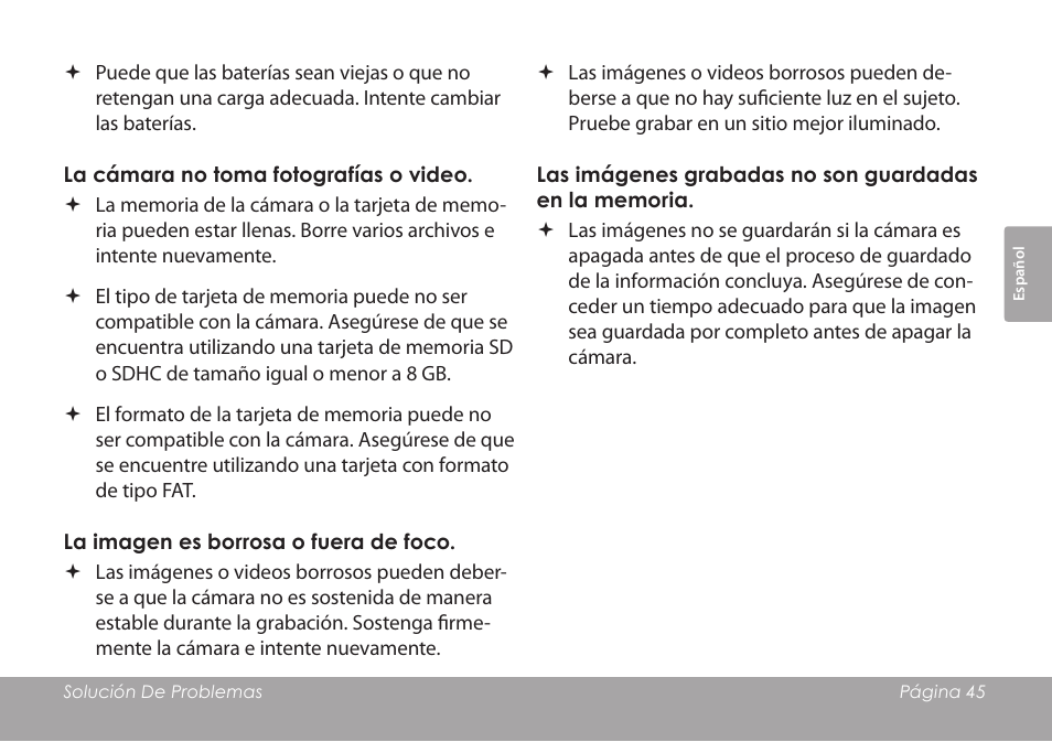 COBY COBY SNAPP CAM3001 User Manual | Page 45 / 74