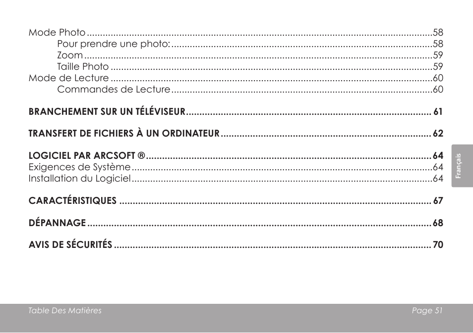 COBY COBY SNAPP CAM3001 User Manual | Page 51 / 74