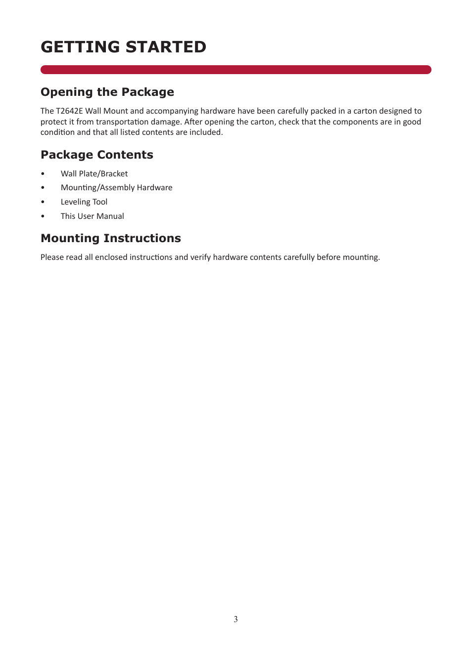 Getting started | Audio Solutions T2642-E User Manual | Page 3 / 11