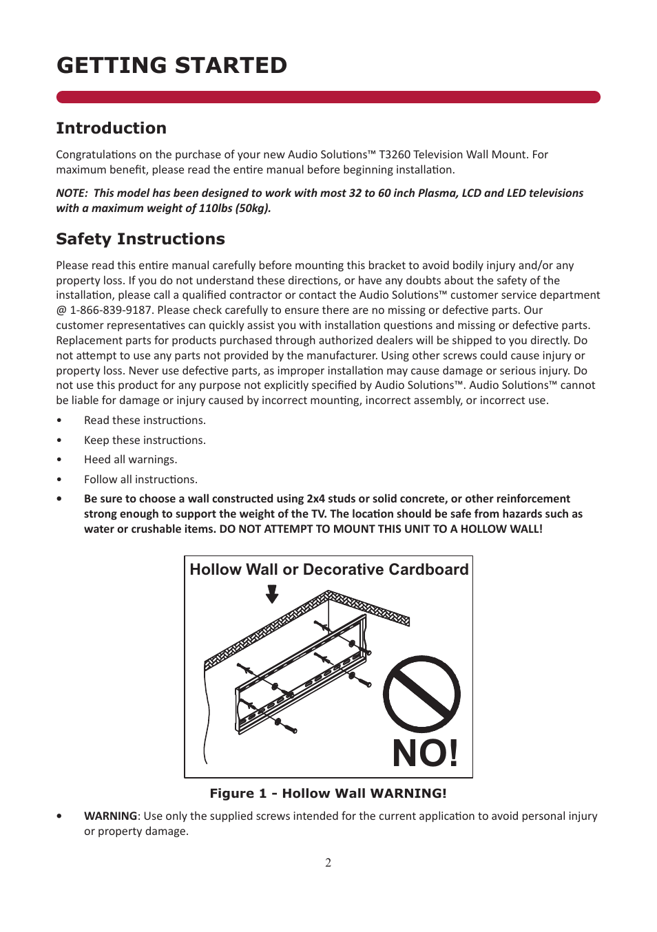 Getting started | Audio Solutions T3260 User Manual | Page 2 / 11