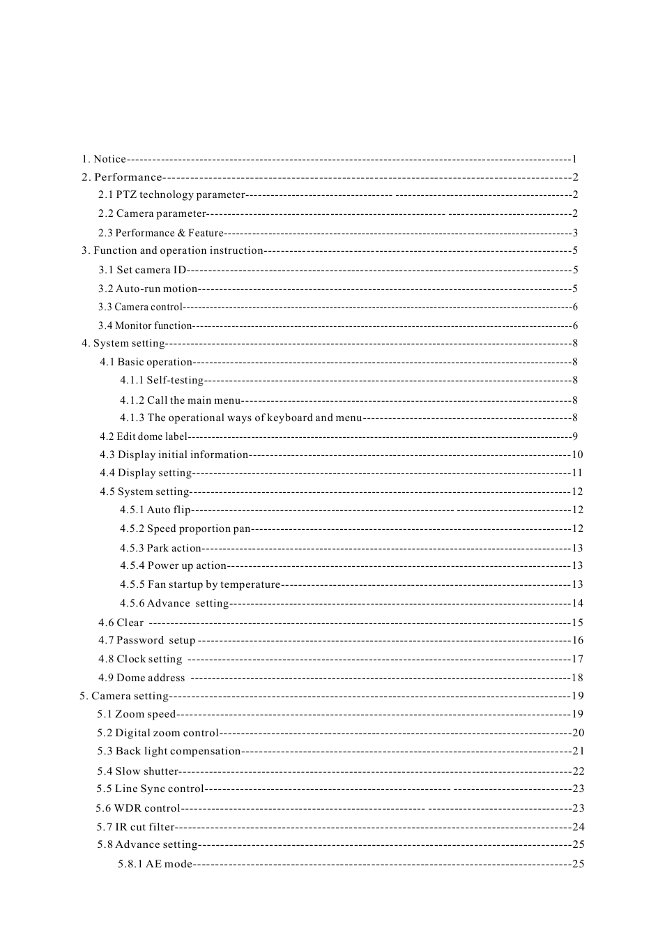 Table of content | AVUE G55IR-WB36N – Outdoor 36X Long Range IR PTZ User Manual | Page 2 / 56
