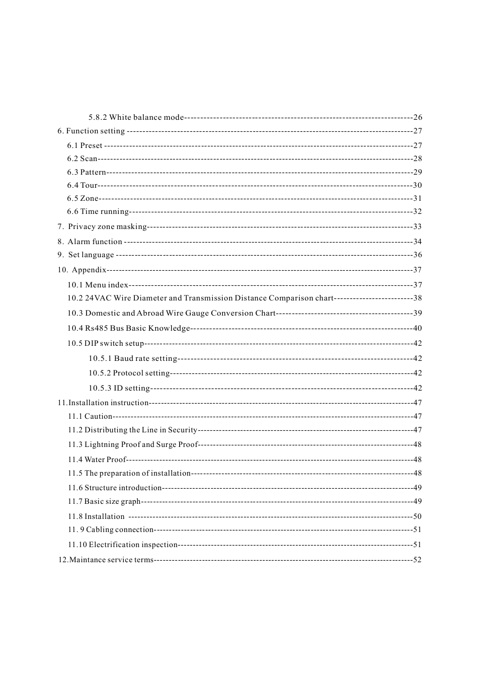 AVUE G55IR-WB36N – Outdoor 36X Long Range IR PTZ User Manual | Page 3 / 56