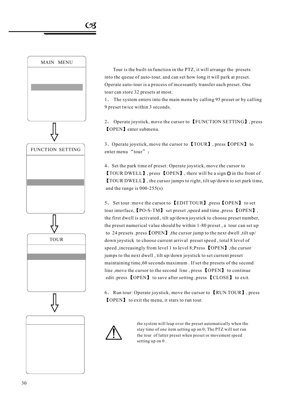 Function setting, 4 tour | AVUE G55IR-WB36N – Outdoor 36X Long Range IR PTZ User Manual | Page 33 / 56