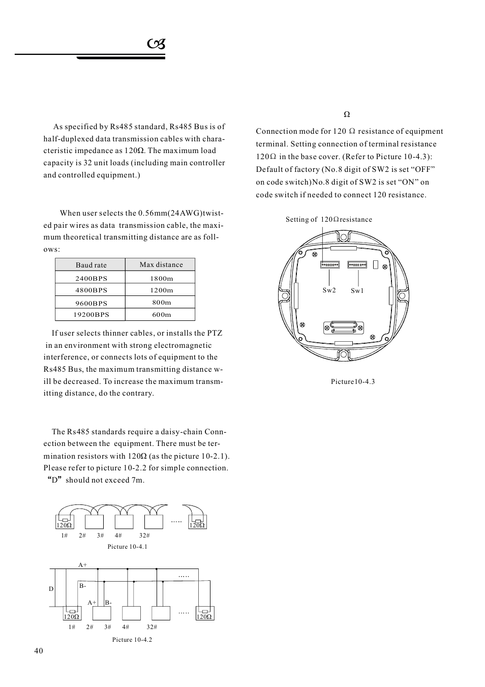 4 rs485 bus basic knowledge, Appendix | AVUE G55IR-WB36N – Outdoor 36X Long Range IR PTZ User Manual | Page 43 / 56