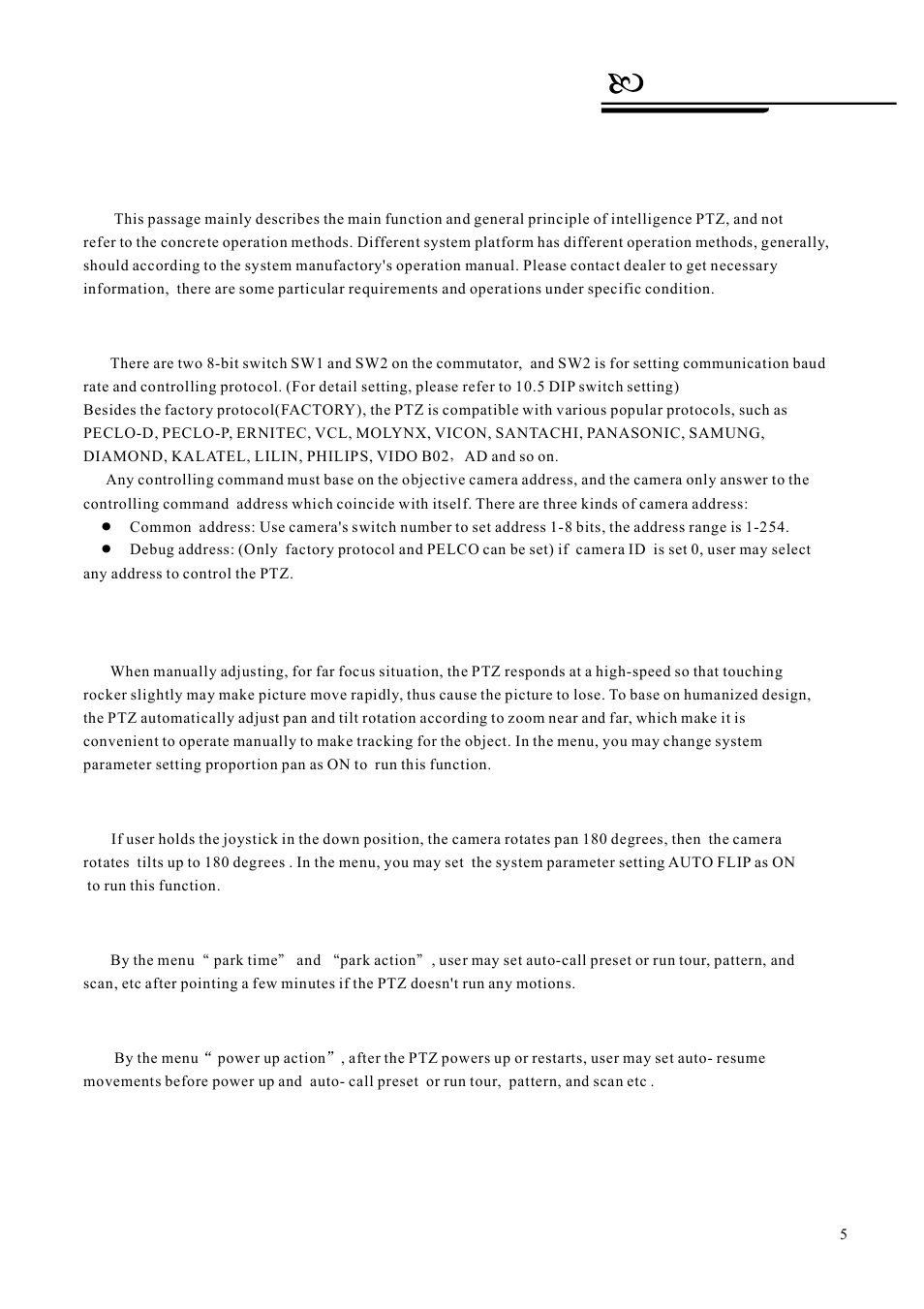 Function instruction | AVUE G55IR-WB36N – Outdoor 36X Long Range IR PTZ User Manual | Page 8 / 56