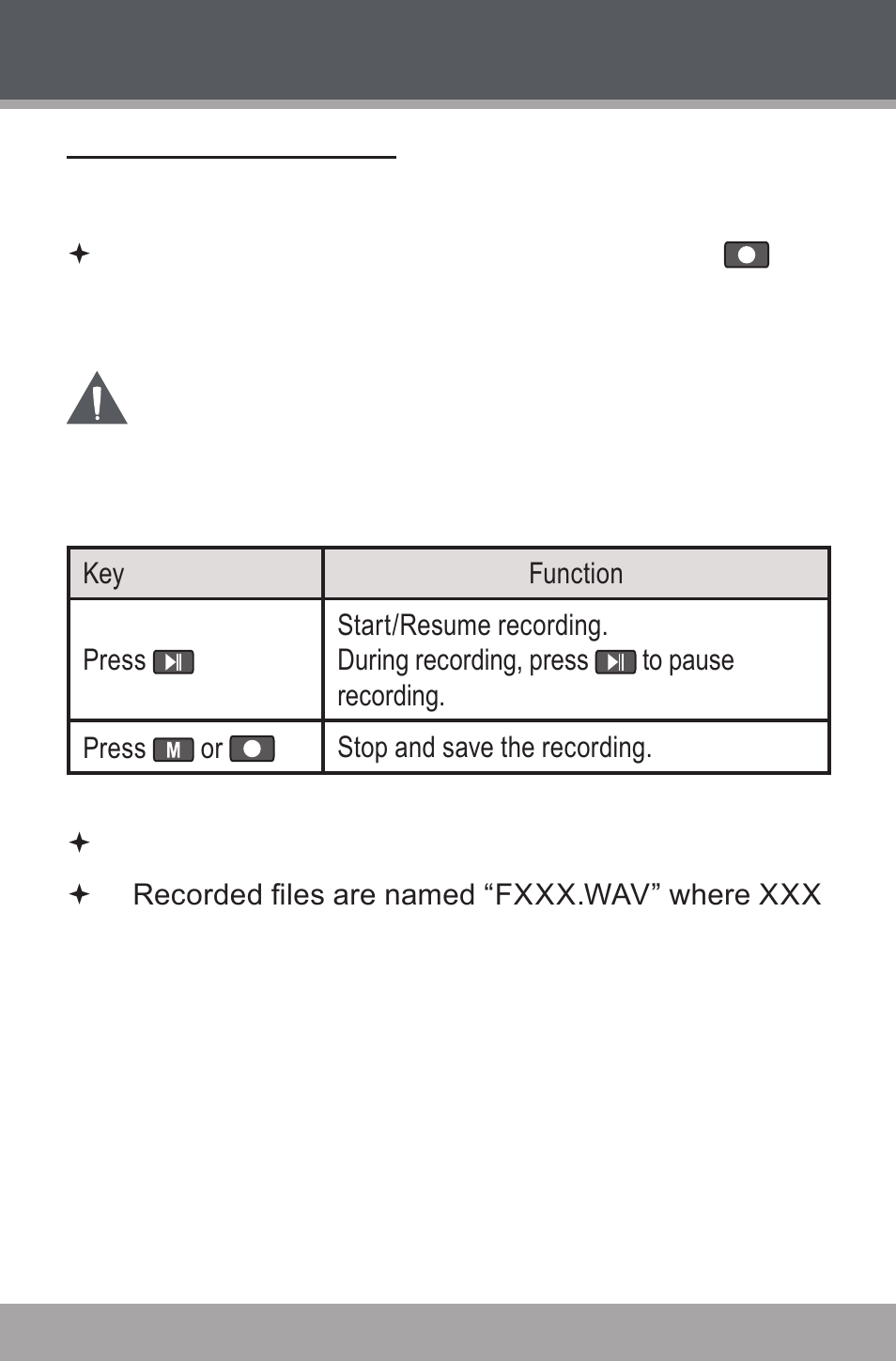 Fm recording controls, Fm tuner mode | COBY USB-STICK MP-C846 User Manual | Page 22 / 44