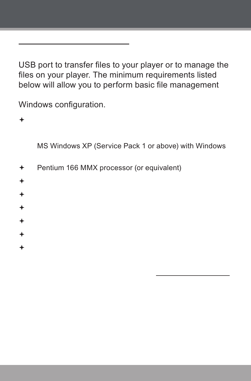 Usb connections, Minimum pc requirements | COBY USB-STICK MP-C846 User Manual | Page 29 / 44