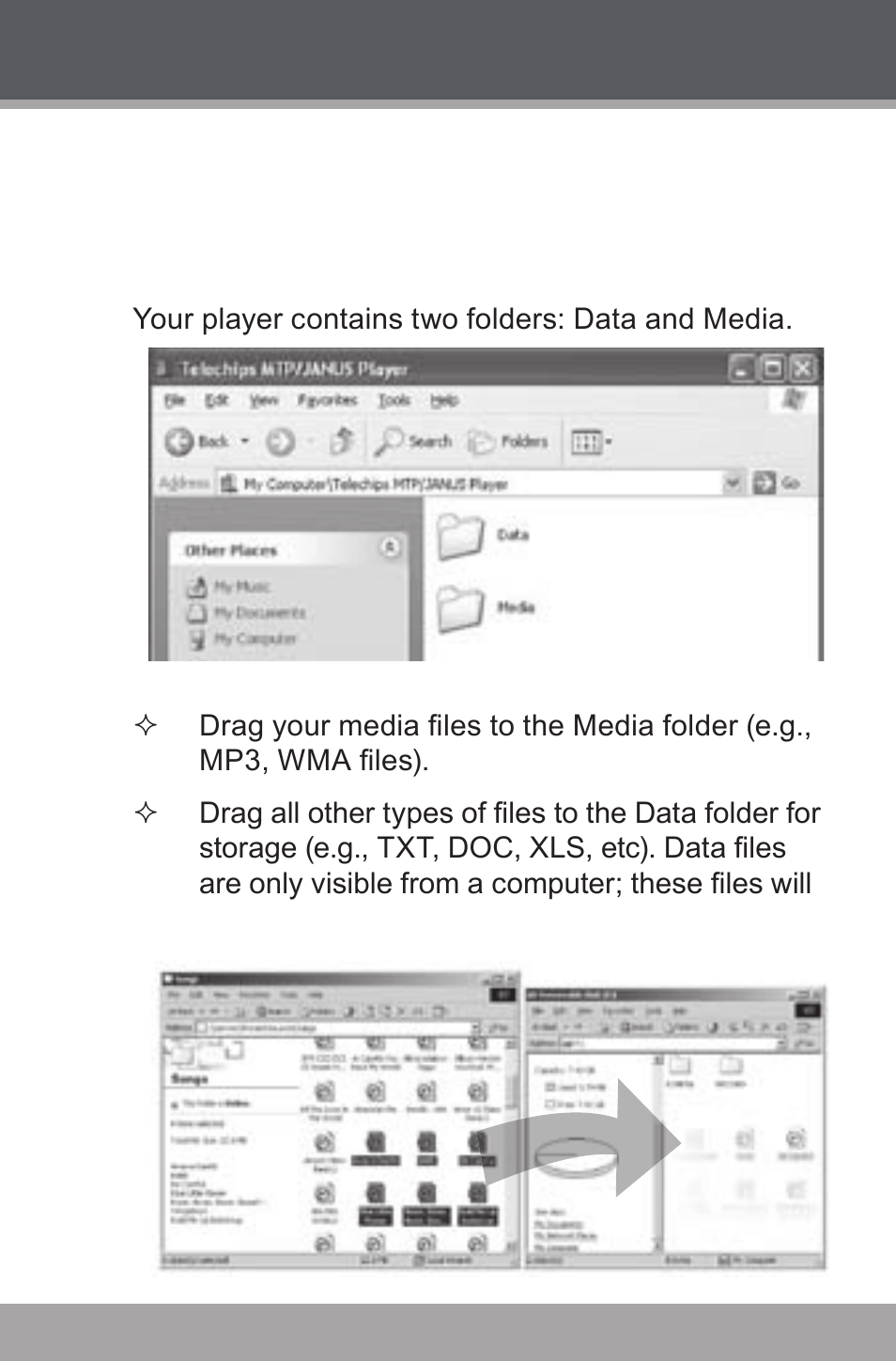 Microsoft windows, Usb connections | COBY USB-STICK MP-C846 User Manual | Page 32 / 44