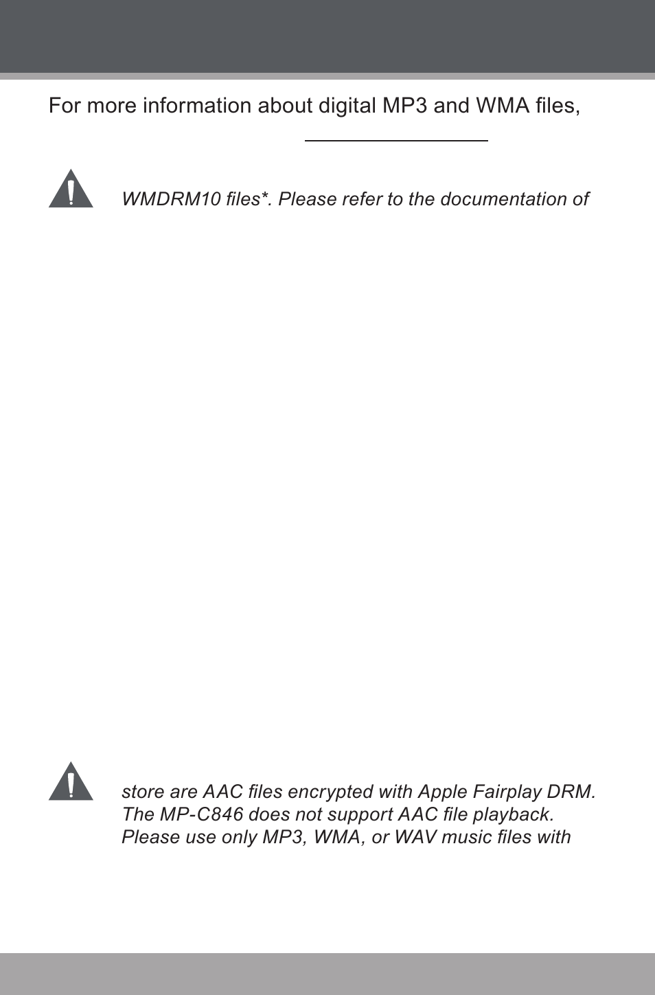 About mp3/wma music files | COBY USB-STICK MP-C846 User Manual | Page 37 / 44
