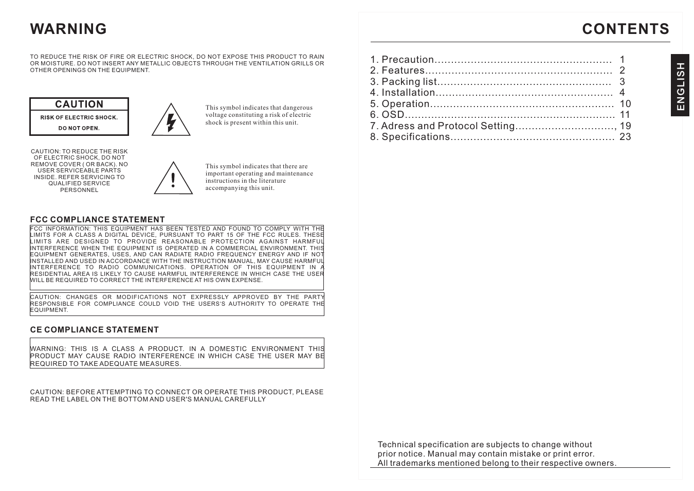 AVUE G65-WB27N – High Speed Outdoor PTZ with 27X Zoom User Manual | Page 2 / 16