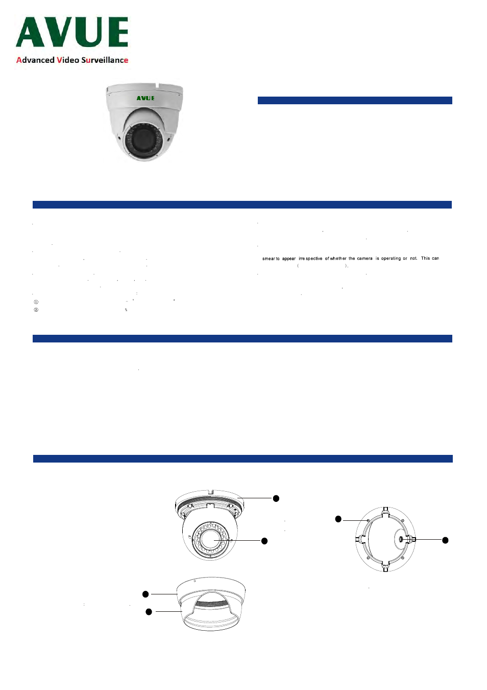 AVUE AV666EW – 960H 700 TVL IR White Dome Camera User Manual | 2 pages