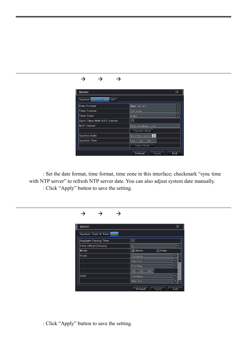 2 time & date 4.1.3 dst, 2 time & date, 3 dst | AVUE ADR9600HE – 8/16 Channel Professional 960H/700 TVL Real Time 1U DVR User Manual | Page 19 / 87