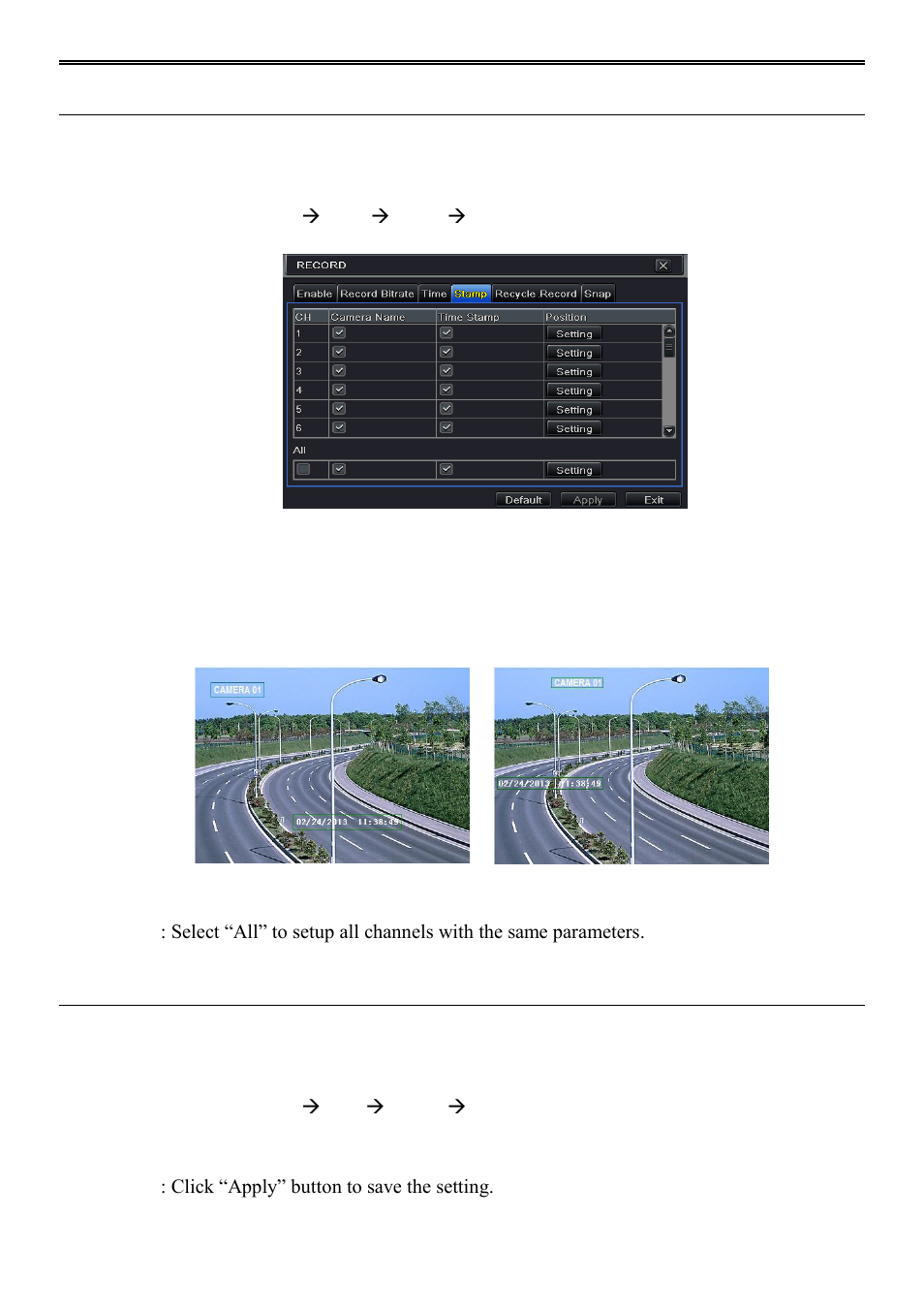 4 stamp 4.3.5 recycle record, 4 stamp, 5 recycle record | AVUE ADR9600HE – 8/16 Channel Professional 960H/700 TVL Real Time 1U DVR User Manual | Page 25 / 87