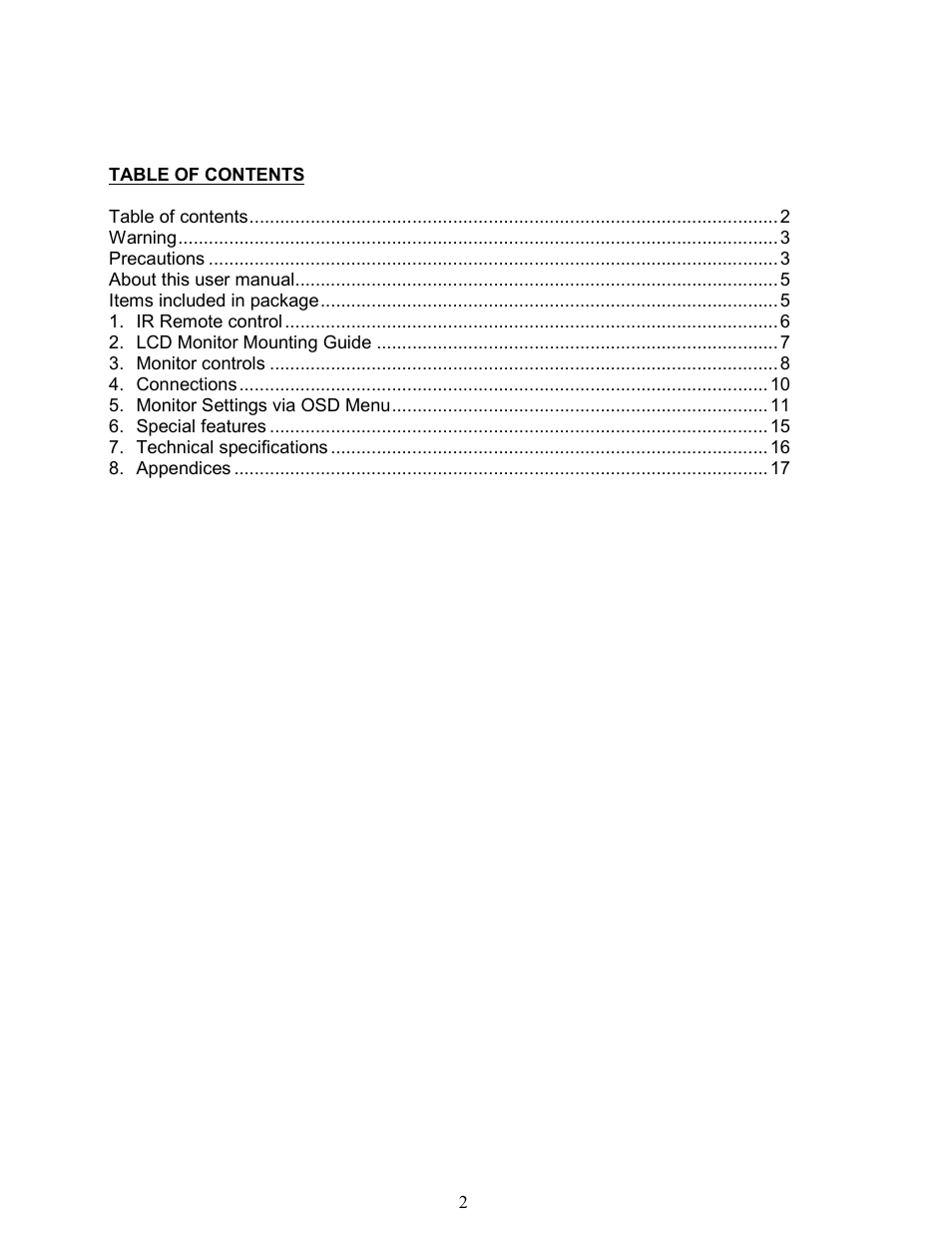 AVUE AVL104MDE – 10.4” LCD Monitor User Manual | Page 2 / 18