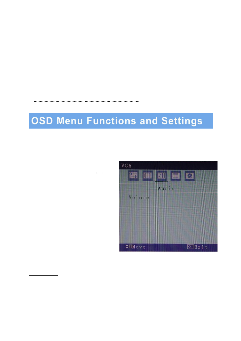 Osd setup under vga input mode (continued), C. audio menu | AVUE AVG19WBV-2D – 18.5” LED CCTV Security Monitor Built-in Speakers User Manual | Page 15 / 22
