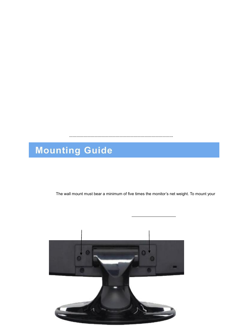 Wall or other mounting with vesa standard, Caution, Factory reset | Signal source | AVUE AVG19WBV-2D – 18.5” LED CCTV Security Monitor Built-in Speakers User Manual | Page 18 / 22