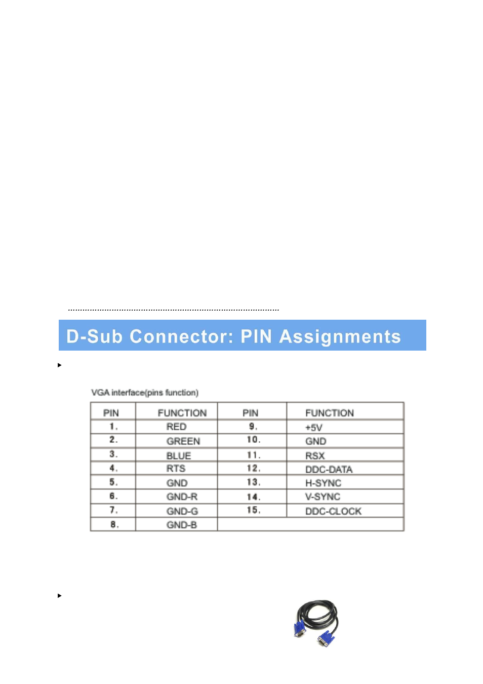Pin assignments, Accessories | AVUE AVG19WBV-2D – 18.5” LED CCTV Security Monitor Built-in Speakers User Manual | Page 19 / 22