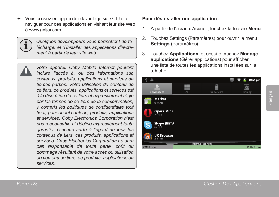 COBY MID8127 User Manual | Page 123 / 136