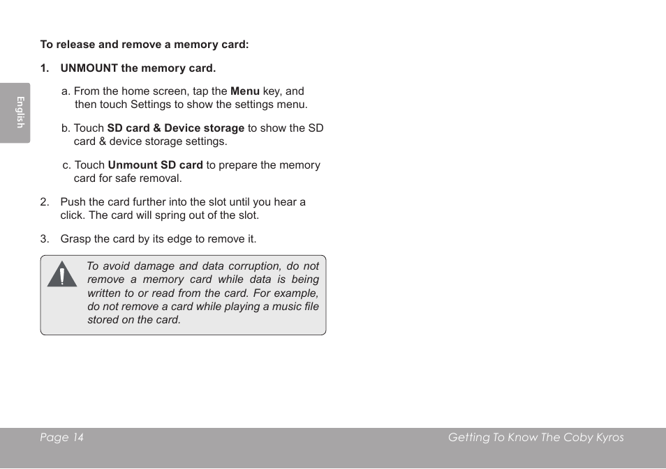 COBY MID8127 User Manual | Page 14 / 136