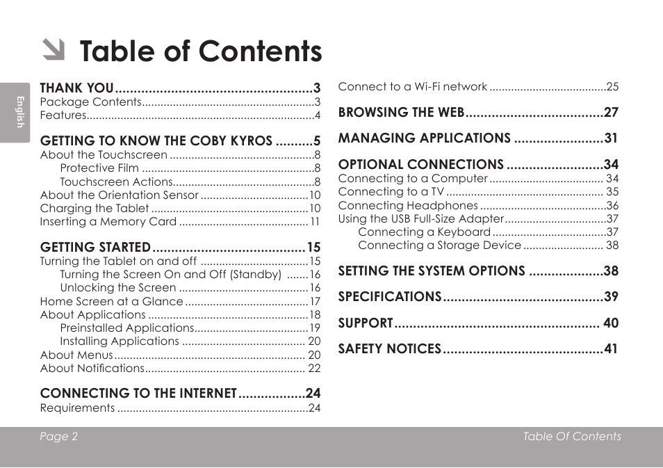 COBY MID8127 User Manual | Page 2 / 136