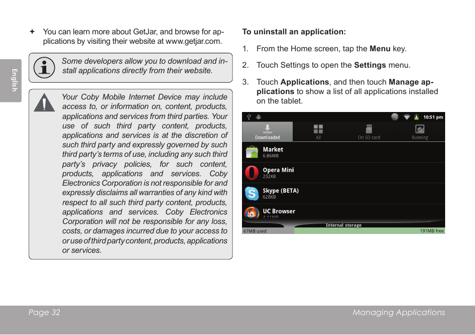 COBY MID8127 User Manual | Page 32 / 136