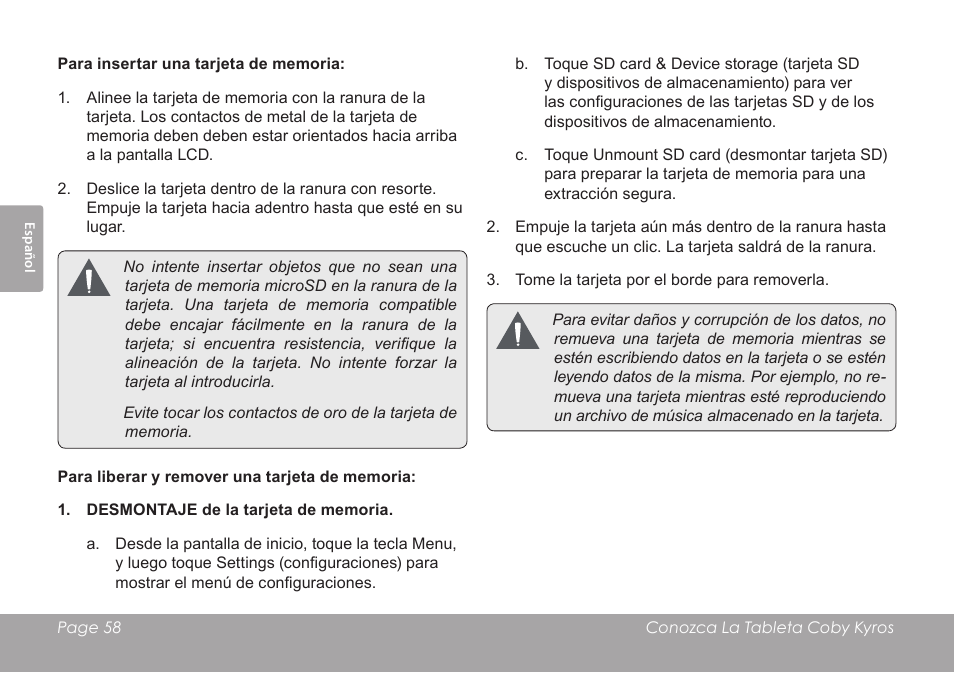 COBY MID8127 User Manual | Page 58 / 136