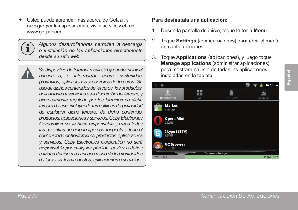COBY MID8127 User Manual | Page 77 / 136