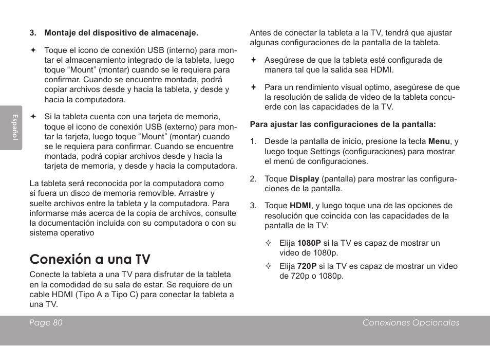 Conexión a una tv | COBY MID8127 User Manual | Page 80 / 136