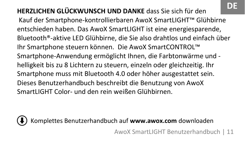 AwoX SmartLIGHT User Manual | Page 11 / 73