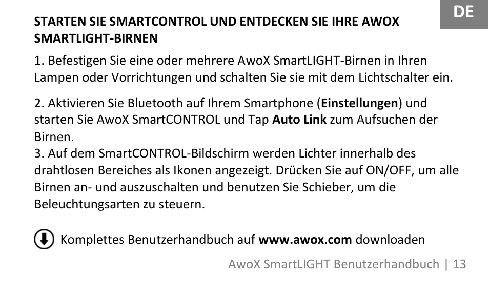 AwoX SmartLIGHT User Manual | Page 13 / 73