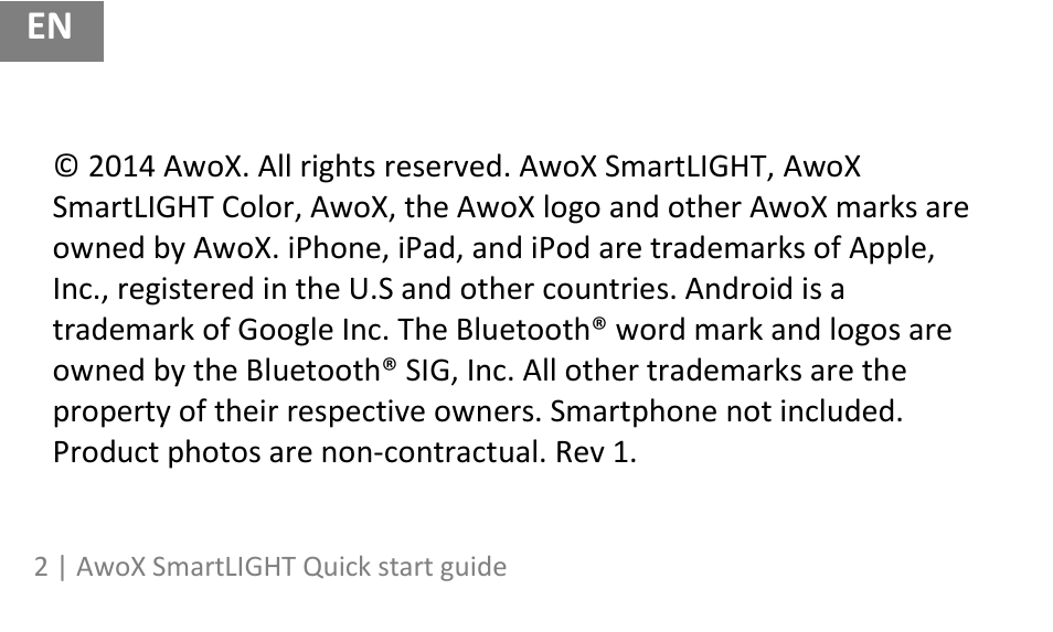 AwoX SmartLIGHT User Manual | Page 2 / 73