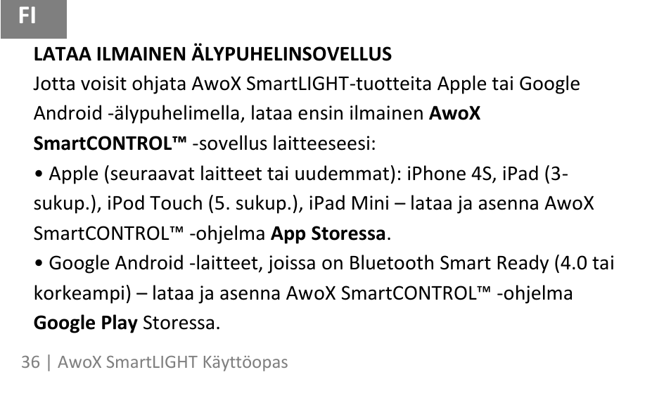 AwoX SmartLIGHT User Manual | Page 36 / 73