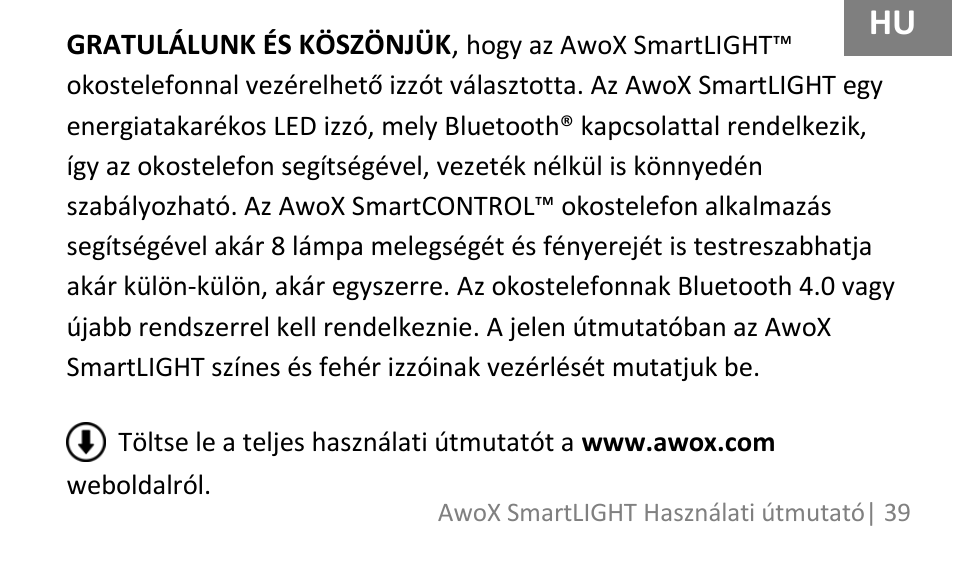 AwoX SmartLIGHT User Manual | Page 39 / 73