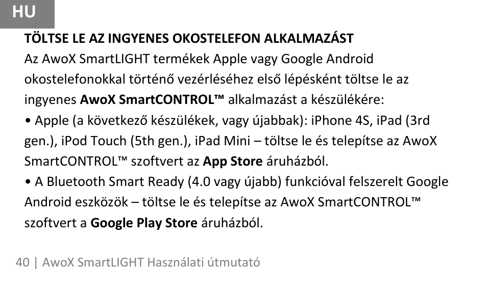 AwoX SmartLIGHT User Manual | Page 40 / 73