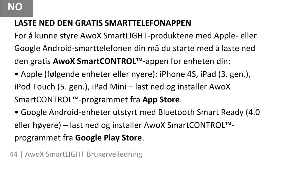 AwoX SmartLIGHT User Manual | Page 44 / 73